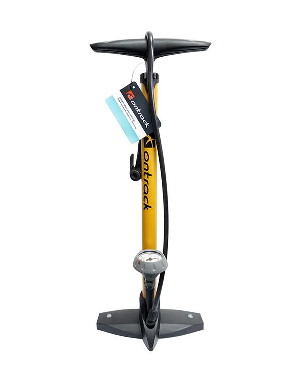 Floor Pump Yellow STL W/ Gauge and 2-way valve (LIV-AW18)