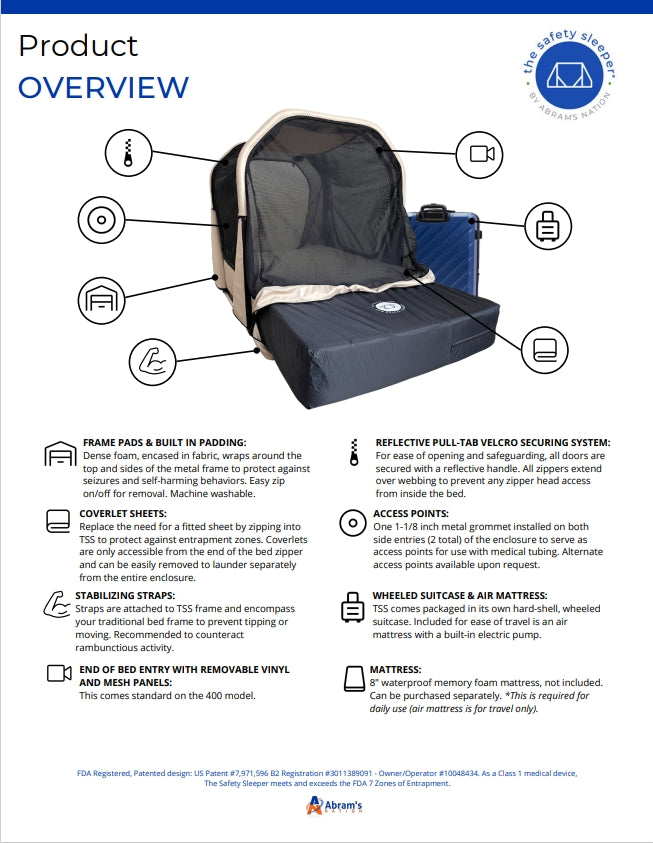 The Safety Sleeper® 400 Model - Lift-Compatible Child Medical Bed